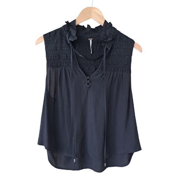 Free People Womens Ruffle Me Up Tank Top Black Sie Small Boho Chic - Picture 8 of 11